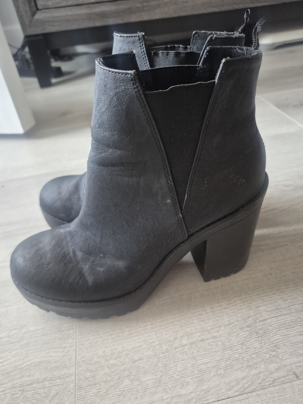 Divided Black Chunky Heel Ankle Booties